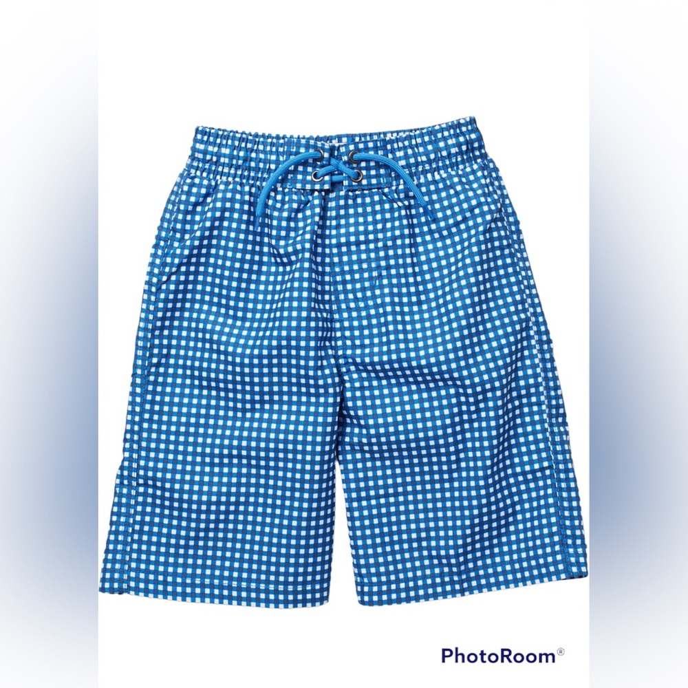 Beach Bros Little Boy’s Blue and White Gingham Swim Trunks| Size: 3T